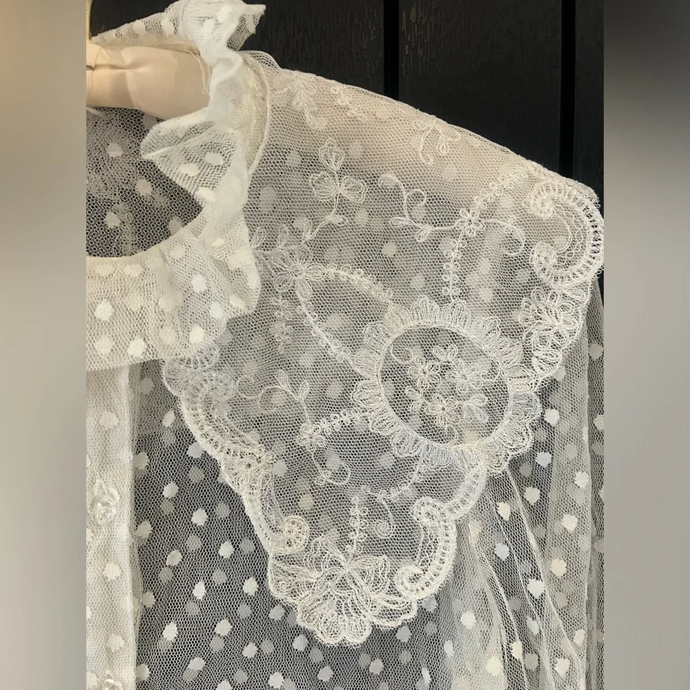 SOLD - Vintage Sheer Lacy Blouse - Picture 6 of 11